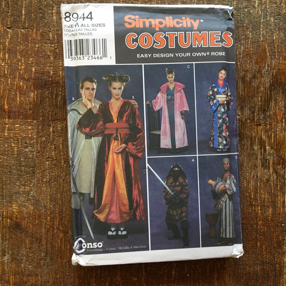 Simplicity 8944 Sewing Pattern Costumes Jedi Kimono Ninja Robe Star Wars Uncut